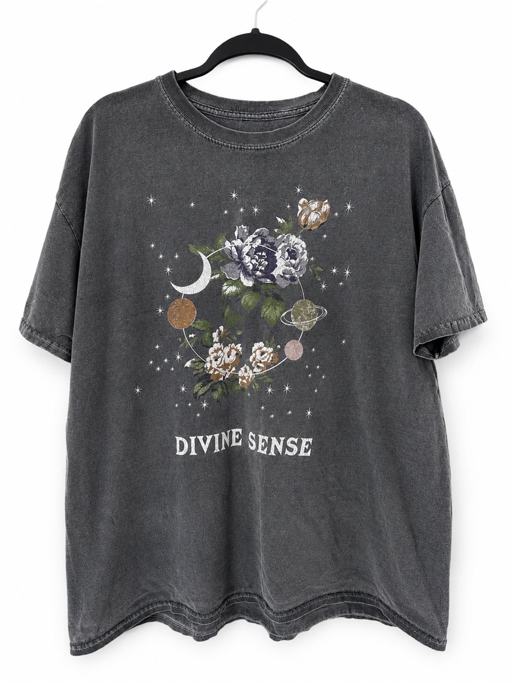 Urban Outfitters Divine Sense Celestial Floral Graphic 100% Cotton Tee Gray XL